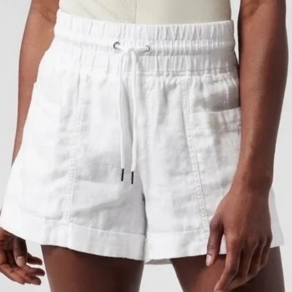 Athleta Cabo 100% Linen 4” Shorts Sz 6